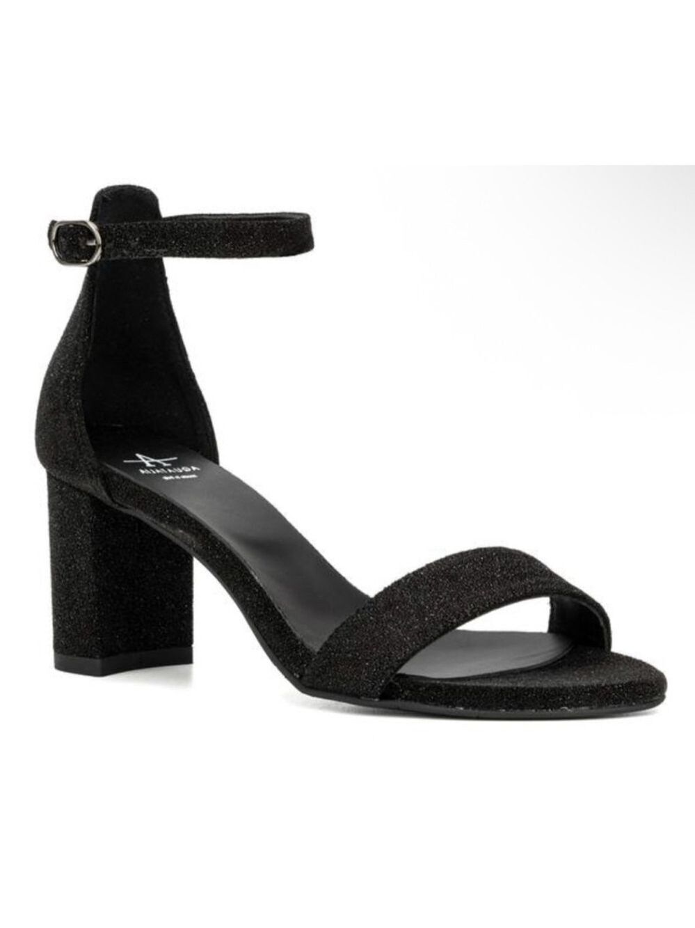 New Aquatalia Shanna Metallic Glitter Black Sandals Size 8.5